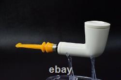 L Smooth Billiard Pipe By Tekin-new-block Meerschaum Handmade W Case#80 Tamper