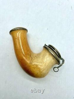 LARGE Antique Block Meerschaum Tobacco Pipe Smoking Bowl Silver Victorian