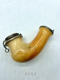 LARGE Antique Block Meerschaum Tobacco Pipe Smoking Bowl Silver Victorian