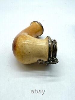 LARGE Antique Block Meerschaum Tobacco Pipe Smoking Bowl Silver Victorian