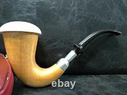 LARGE CALABASH PIPE & SMOOTH BLOCK MEERSCHAUM BOWL & SILVER SPIGOT SYSTEM az2