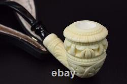 LARGE SIZE Floral Calabash PIPE-BLOCK MEERSCHAUM-NEW-HAND CARVED W Case#453