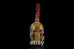 LARGE SIZE Skull Pipe BY ALI Block Meerschaum-NEW HANDMADE W CASE#634