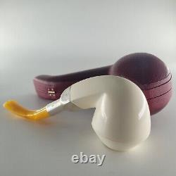 LARGE smooth bulldog block meerschaum pipe silver spigot handmade by CPW 26