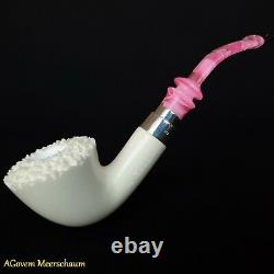 Lady Block Meerschaum Pipe, 925 Silver, Smoking Pipe, Tobacco Pipa CASE AGM77