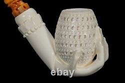 Lady Hand Holds Egg Pipe Block Meerschaum-NEW Handmade With Case#464