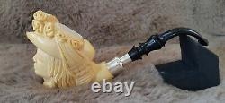 Lady Handmade Block Meerschaum Silvery Army Pipe