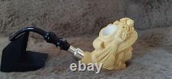 Lady Handmade Block Meerschaum Silvery Army Pipe