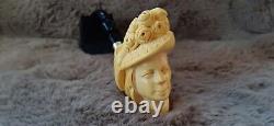 Lady Handmade Block Meerschaum Silvery Army Pipe