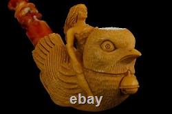 Lady Rides On A Bird Pipe By Korayhan New Block Meerschaum W Case#11527