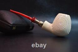 Large APPLE Pipe BLOCK MEERSCHAUM-NEW-HAND CARVED W Case#1325 Spigot Army Pocket