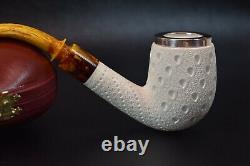 Large Bent Egg Pipe By Tekin-new-block Meerschaum Handmade W Case#-1360 W Silver