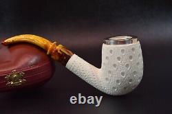 Large Bent Egg Pipe By Tekin-new-block Meerschaum Handmade W Case#-1360 W Silver