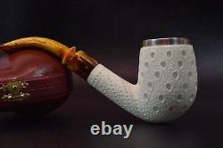 Large Bent Egg Pipe By Tekin-new-block Meerschaum Handmade W Case#-1360 W Silver