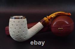 Large Bent Egg Pipe By Tekin-new-block Meerschaum Handmade W Case#-1360 W Silver