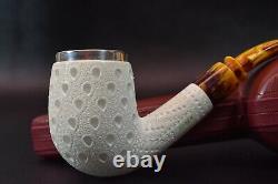 Large Bent Egg Pipe By Tekin-new-block Meerschaum Handmade W Case#-1360 W Silver