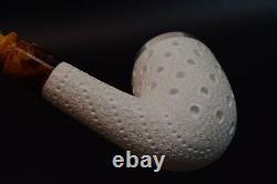 Large Bent Egg Pipe By Tekin-new-block Meerschaum Handmade W Case#-1360 W Silver