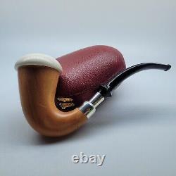 Large Calabash Mahogany Pipe Smooth Block Meerschaum Bowl Silver Spigot #19