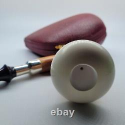 Large Calabash Mahogany Pipe Smooth Block Meerschaum Bowl Silver Spigot #19