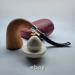 Large Calabash Mahogany Pipe Smooth Block Meerschaum Bowl Silver Spigot #19