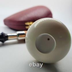 Large Calabash Mahogany Pipe Smooth Block Meerschaum Bowl Silver Spigot #19