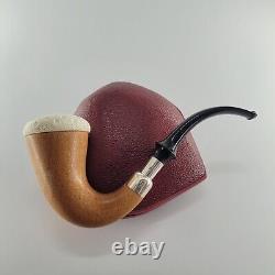 Large Calabash Mahogany Pipe lattice block meerschaum bowl silver spigot CPW #t2