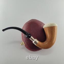 Large Calabash Mahogany Pipe lattice block meerschaum bowl silver spigot CPW #t2