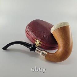 Large Calabash Mahogany Pipe lattice block meerschaum bowl silver spigot CPW #t2