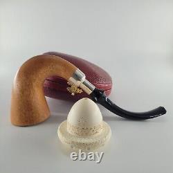 Large Calabash Mahogany Pipe lattice block meerschaum bowl silver spigot CPW #t2