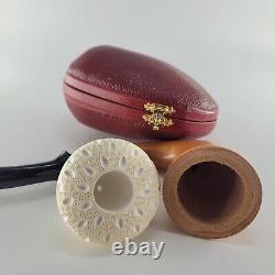 Large Calabash Mahogany Pipe lattice block meerschaum bowl silver spigot CPW #t2