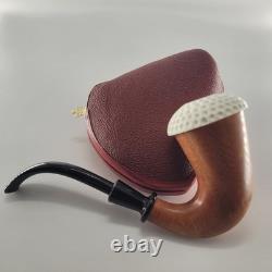 Large Calabash Mahogany Pipe ornate handcarved block meerschaum bowl by CPW16