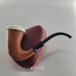 Large Calabash Mahogany Pipe ornate handcarved block meerschaum bowl by CPW16