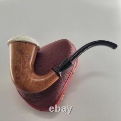 Large Calabash Mahogany Pipe ornate handcarved block meerschaum bowl by CPW16