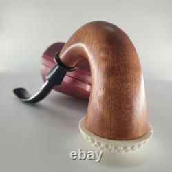 Large Calabash Mahogany Pipe ornate handcarved block meerschaum bowl by CPW16