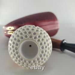 Large Calabash Mahogany Pipe ornate handcarved block meerschaum bowl by CPW16