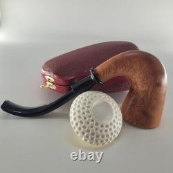 Large Calabash Mahogany Pipe ornate handcarved block meerschaum bowl by CPW16