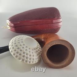Large Calabash Mahogany Pipe ornate handcarved block meerschaum bowl by CPW16