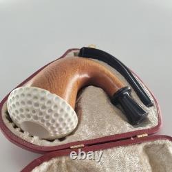 Large Calabash Mahogany Pipe ornate handcarved block meerschaum bowl by CPW16