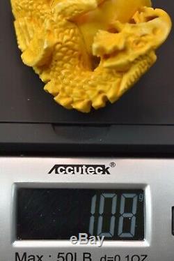 Large Dragon Holds Egg Pipe BY SADIK YANIK Block Meerschaum-NEW W CASE#1156