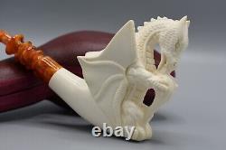 Large Dragon Pipe By Ali Handmade Block Meerschaum-NEW Custom Made CASE#470