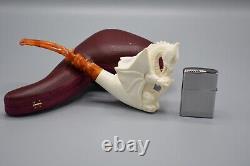 Large Dragon Pipe By Ali Handmade Block Meerschaum-NEW Custom Made CASE#470