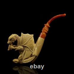 Large Dragon Pipe By Ali Handmade Block Meerschaum-NEW Custom Made CASE#787