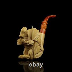 Large Dragon Pipe By Ali Handmade Block Meerschaum-NEW Custom Made CASE#787