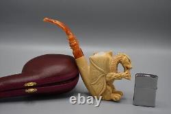 Large Dragon Pipe By Ali Handmade Block Meerschaum-NEW Custom Made CASE#787