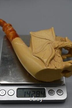 Large Dragon Pipe By Ali Handmade Block Meerschaum-NEW Custom Made CASE#787