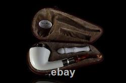 Large Dublin Pipe W Wind Cap & Tamper BLOCK MEERSCHAUM-NEW-HAND CARVED Case424