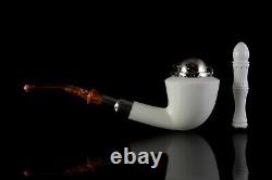 Large Dublin Pipe W Wind Cap & Tamper BLOCK MEERSCHAUM-NEW-HAND CARVED Case424