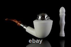 Large Dublin Pipe W Wind Cap & Tamper BLOCK MEERSCHAUM-NEW-HAND CARVED Case424