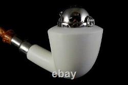 Large Dublin Pipe W Wind Cap & Tamper BLOCK MEERSCHAUM-NEW-HAND CARVED Case424