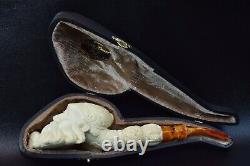 Large Dunhill Head PIPE-BLOCK MEERSCHAUM-NEW-HANDCARVED- W Case#500